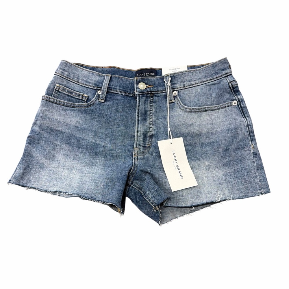Lucky Brand Ava Mid Rise Denim Shorts Size 6 28 Raw Hem